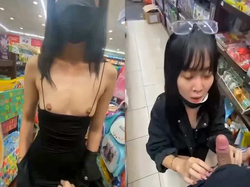 đi nhà sách em mặc mỗi cái quần lót còn đòi anh liếm buồi p1